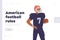 American football rules landing page design template with sportsman wearing uniform holding ball