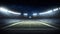 American football stadium 3d with bright floodlights at night.