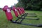 American Football Tackling Dummies in a field waiting for the pr