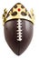 American football tournament winner, winning the championship and king of sports concept win a ball wearing a golden crown