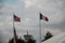 American and French flags in Normandy