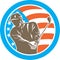 American Golfer Playing Golf Circle Retro