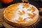 American homemade pumpkin pie with cinnamon and nutmeg