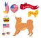 American Independence Day cartoon set vector dog