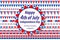 American Independence Day, celebration in USA. Set borders, bunting, flags, garland. Collection of decorative elements