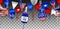 American independence seamless banner with balloons, streamers and pennants