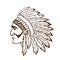 American Indian Chief. Logo or icon. Vector illustration Indian leader with feathers on his head. Warrior