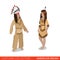 American Indian couple Tribal Chief flat 3d isometric costume