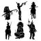 American Indian warriors silhouettes illustration