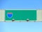 American interstate highway overhead road sign. Blue sky background