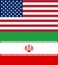 American and Iranian flags. Official national symbols of states