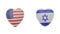 American and Israel Flags Heart. Partnership between America and Israel countries concept