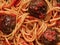 American italian meatball spaghetti food background