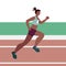 American lady running around stadium, participates in competitions