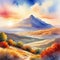 american landscape watercolor sky mountain cloud nature