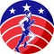 American Marathon runner stars stripes flag