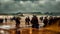 American Marines landing on Omaha Beach Day Rain wet Cinematic award winning Photography Shot on 85mm Depth of Field F14 high