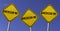 American Mediterranean Sea - three yellow signs with blue sky background