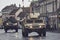 American military convoy pass through Brasov, Romania