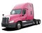 American modern Freightliner Cascadia tractor with pink cab.