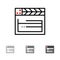 American, Movie, Usa, Video Bold and thin black line icon set