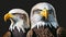 American national bird Bald Eagles on black background, AI-generated