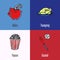 American National Symbols Vector Icons Set