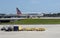 American passenger jet on a raised taxiway in Tampa USA