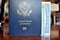 American passport, permanent resident card and social security number card