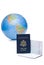 American passports stamped with travel visas in front