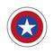 American patriot badge with white star. Captain America shield with star vector eps10.