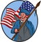 American Patriot Carrying USA Flag Circle Drawing