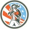 American Patriot Holding Wrench Circle Retro