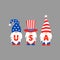 American patriotic gnomes. USA Independence day. 4th of July characters clipart. Vector illustration