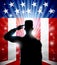 American Patriotic Soldier Saluting Flag