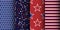 American patriotic striped and starry seamless patterns set. Fabric, wrapping and apparel background