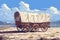 American Pioneers Wagon with Tent, Old Wooden Emigrant Carriage, Wild West Cart Flat