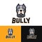 American pit bull terrier head as logo or powerful dog symbol, vector illustration