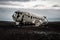 American plane wreck on a black sand beach in the middle of Iceland