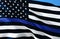 American police flag. Thin blue line flag law enforcement symbol. American Flag with Thin Blue Line. Grunge Aged Background.