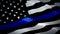 American police waving flag. National 3d Thin Blue Line flag waving. Sign of American police seamless loop animation. Thin Blue Li