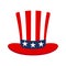 American president top hat on white background. Election day, vote for democracy