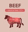 American primal beef meat cuts diagram