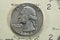 American quarter dollar coin, 25 twenty five cents series 1963 features George Washington, the founding father and 1st president