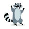 American Raccoon Cartoon Icon in Flat Design