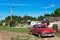 American red Dodge classic car parked on the side street in the province Matanzas in Cuba - Serie Cuba Reportage