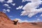 American rock desert and glowing clouds