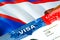 American Samoa immigration visa. Closeup Visa to American Samoa focusing on word VISA, 3D rendering. Travel or migration to