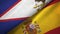 American Samoa and Spain two flags textile cloth, fabric texture