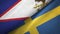 American Samoa and Sweden two flags textile cloth, fabric texture